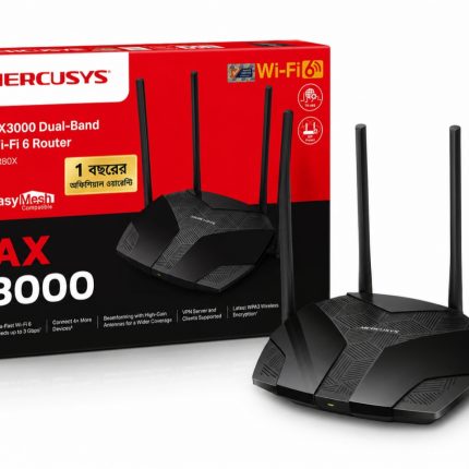 Mercusys MR80X AX3000 Dual Band Gigabit WiFi 6 Router Price in Bangladesh